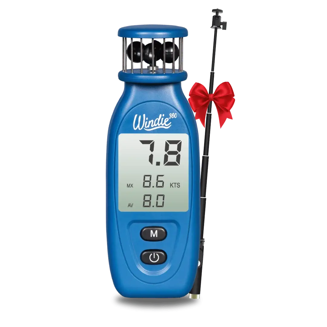 Professioneller Hand-Windmesser Windie 360 neben anderen Bauarten von Windmessern