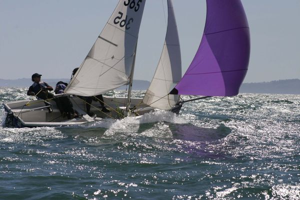 Dinghies racing under spinnaker